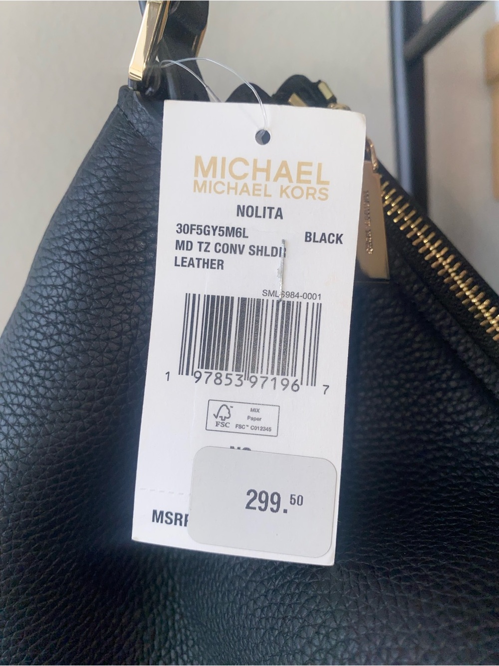 Michael Kors Black Pebbled Leather Purse with Gold Logo Charm - Picture 5 of 8